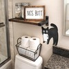 Funny Black Cat Bathroom Decor Set, 3 Pcs Wooden Cats
