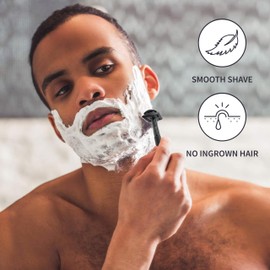 Bambaw Shaving Set for Men Includes: 1 Black Safety Razor with Stand 15 Double Sided Razor Blades, 1 Fragrance Free Shaving Soap & 1 Black Shaving Brush, Gifts for Men