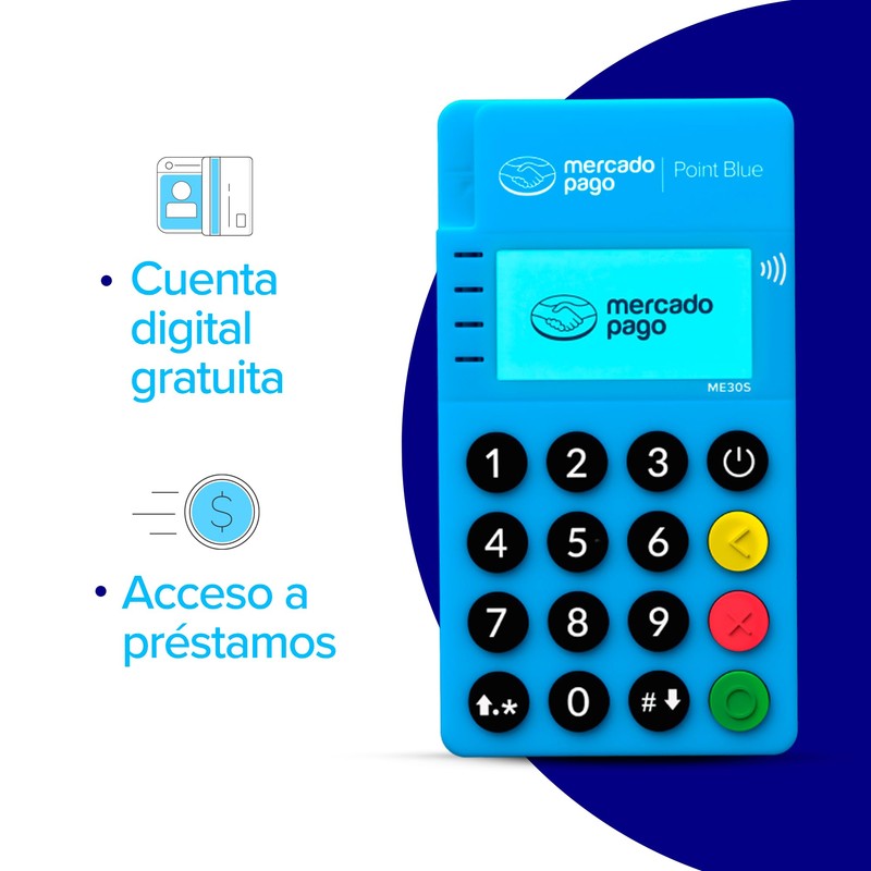 MERCADO PAGO POINT Blue, Terminal para Tarjetas con Conexión Bluetooth