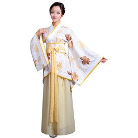 Lazutom Women Chinese Traditional Hanfu Dress Princess Dress Up Princess Cosplay Costumes (XL, Yellow)