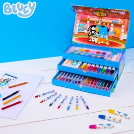 Bluey Children's Colouring Set 40+ Pieces - Unlimited Creativity for Children from 3 Years - Notebook, Pens, Watercolour Paints