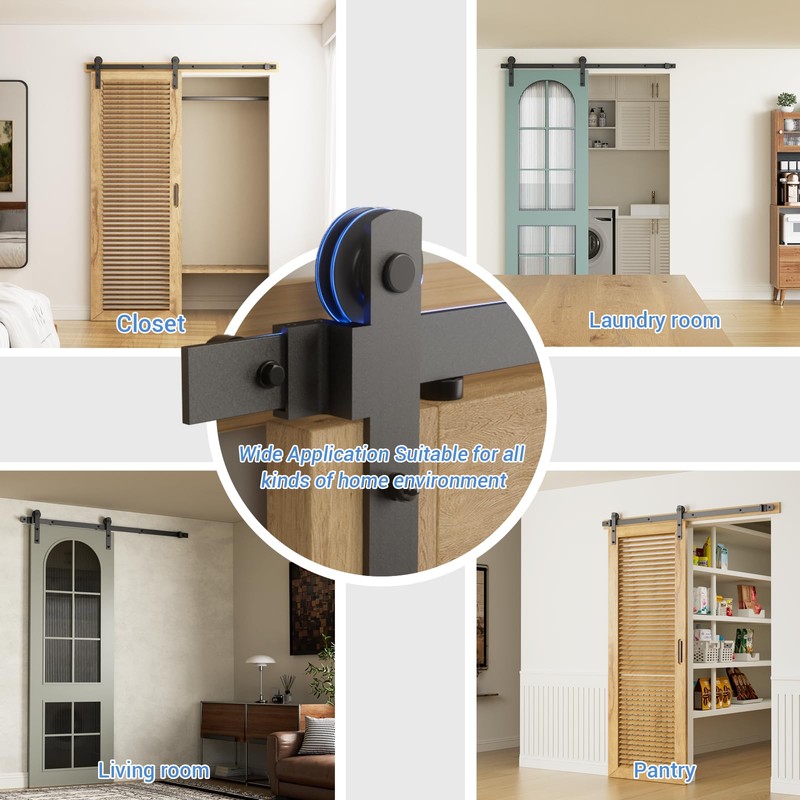 CCJH 6FT Heavy Duty Sturdy Sliding Barn Door Hardware Kit