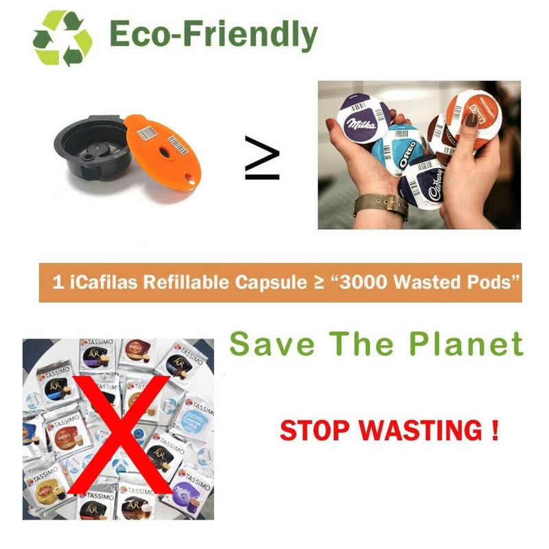 Refillable Coffee Capsules, Stainless Steel Coffee Pods Compatible with Tassimo