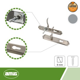 Amig - Silver Plated Brass Door Handle Set - Matt Chrome Plated with Key - Ideal for Interior and Exterior Doors with Comfortable, Elegant and Timeless Crankset - 256 x 48 mm