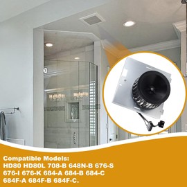 Broan 97009745 Bathroom Fan Motor, 97009745 Bathroom Exhaust Fan Assembly S97009745 Fan Motor & Blower Wheel Compatible with 684, 684-A/B/C, 684F-A/B/C, HD80/80L, 676-S/K Fan Motor Replace 1172539