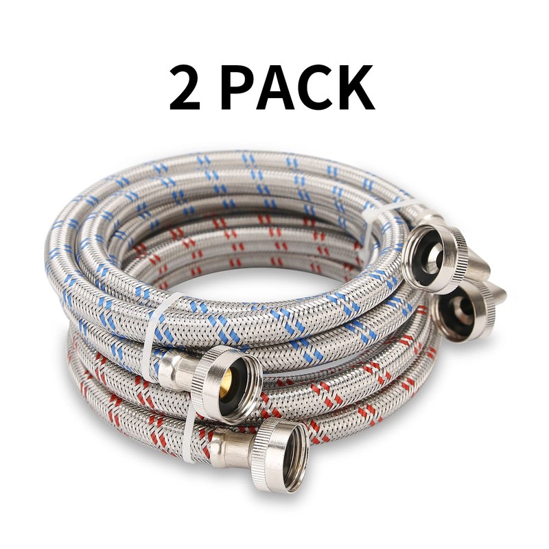 Watflow Stainless Steel Washing Machine Hoses, 5FT