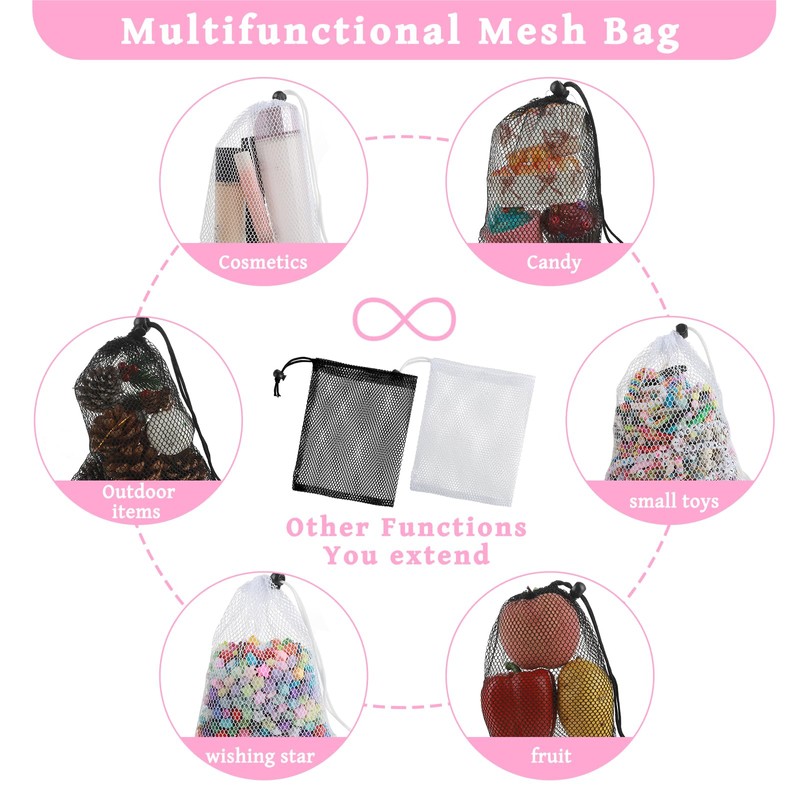 Classicseali 6PCS Small Mesh Bags, Small Net Bags Drawstring Closure,