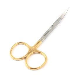 OdontoMed2011 T/C IRIS Micro Scissors Curved 4.5" with Tungsten Carbide Inserts with Gold Handle (ODM Brand)