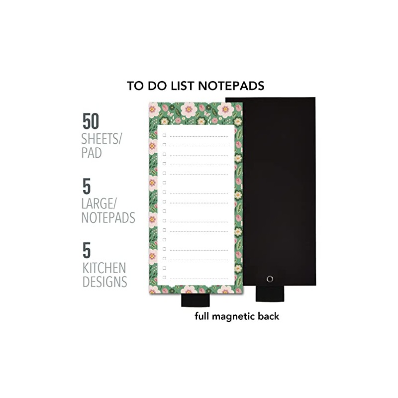 5 Pack Magnetic Lemons Bloom Daisy Scandi Notepads for Fridge