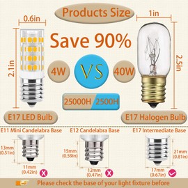 GFLSD E17 LED Bulb Dimmable,E17 Intermediate Base,T7 4W 40W Incandescent Equivalent,Warm White 3000K,Fit for Over Stove Appliance, Range Hood, Refrigerator,Microwave Over Stove Bulb Replacement(2Pack)