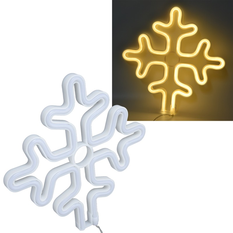 70in Neon Sign Romantic Christmas Snowflake Battery USB Powered LED