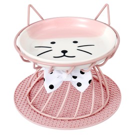 Raised Pet Food and Water Bowl, Cat and Small Dog Bowl, Tilted Ceramic Cat Water Bowl No Spill,15oz, Dishwasher Safe