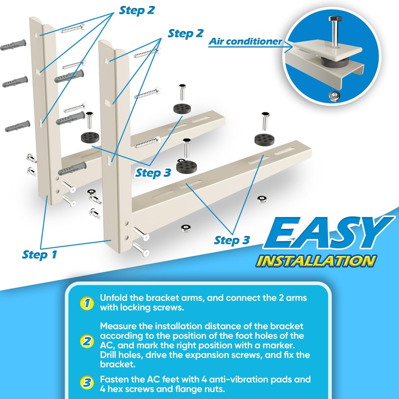 TAKTOPEAK Mini Split AC Bracket: Folding Wall Mount for Ductless
