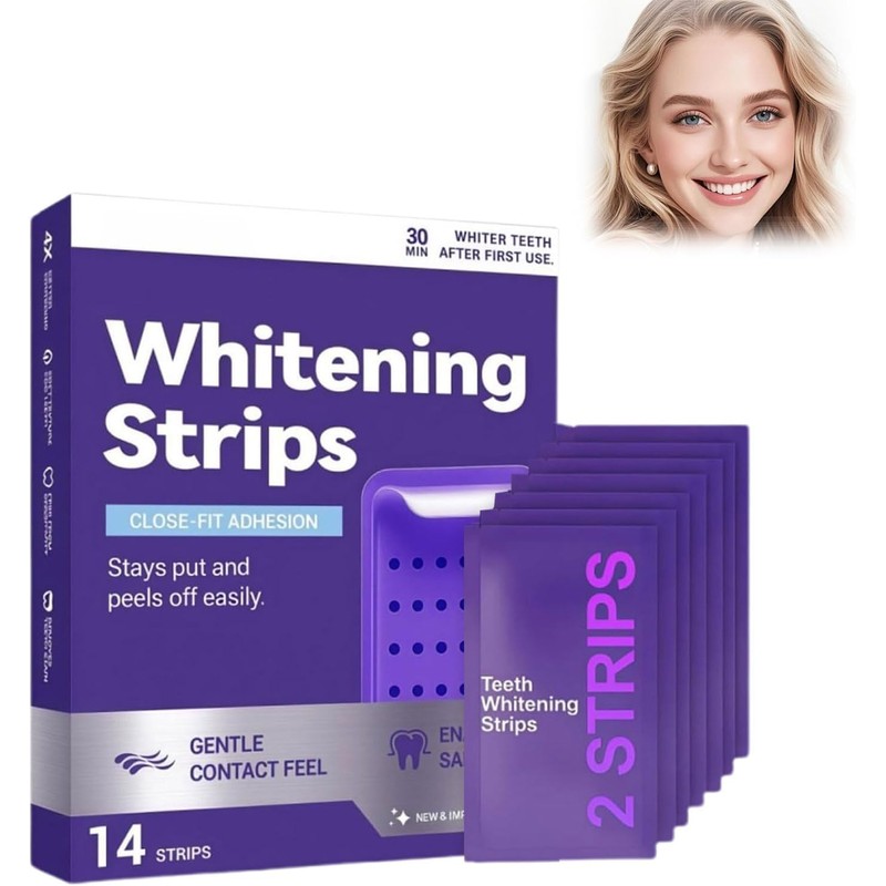 LUSCOR Purple Teeth Whitening Strips, 7Pares-14 Tira Tiras Blanqueadoras De