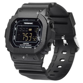 ILAME 10 ATM Water Resistant Sports Wristwatch for Swimming and Diving, Alarm Clock, Stopwatch, Timer, Dual Time, Calendar, 12 and 24 Hour Format Switchable