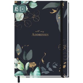 paper&you® Address Book A5 with Index A-Z [Moonlight Flowers] Book for Contacts, Birthdays & Passwords - Sustainable & Climate Friendly