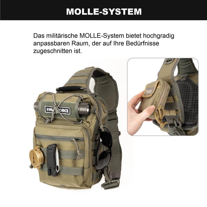 Magforce Tactical Sling Bag "Hamburger", MOLLE Shoulder & Chest Bag,