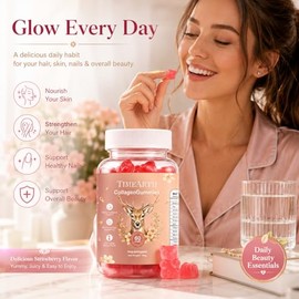 Collagen Gummies for Skin Hair Nails - 600mg Marine Collagen Peptides, Vitamin C &Hyaluronic Acid, 4-in-1 Beauty Complex, 200mcg Biotin Anti Aging, 60 Gummies