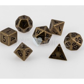 Mini Metallwürfel - Antikes Messing - 7 Teile Set - Made in Germany