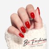 modelones Kit de uñas postizas semitransparentes ovaladas cortas en rojo