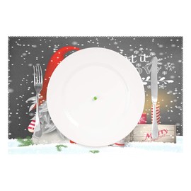 Wamika Merry Christmas Gnome Placemats Set of 6 Xmas Gifts Winter Snowflakes Table Mats Anti-Skid Washable Heat Resistant Place Mats Party Kitchen Decorations 12 X 18 inch