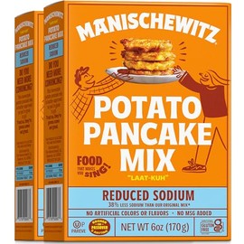 Manischewitz Low Sodium Potato Pancake Mix, 6oz (2 Pack) Gluten Free, No MSG, Traditional Style Potato Latke Mix