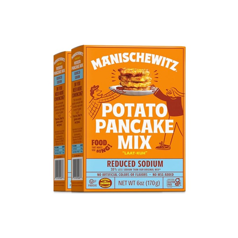 Manischewitz Low Sodium Potato Pancake Mix, 6oz (2 Pack) Gluten