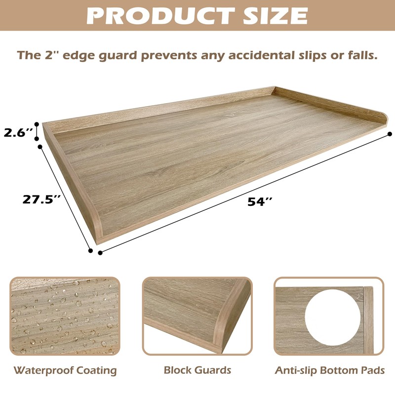 Royxen Washer Dryer Countertop with Solid Wood Core,54“W x 27.5D