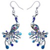 DALANE Enamel Alloy Rhinestone Novelty Peacock Earrings Hanging Dangle Bird