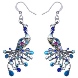 DALANE Enamel Alloy Rhinestone Novelty Peacock Earrings Hanging Dangle Bird Jewellery for Women Girls Peacock Gifts, Zinc, No Gemstone