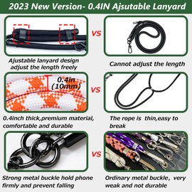 Turkalla Cell Phone Lanyard,Universal Adjustable Detachable Crossbody Strap,0.4 Inch Thick Nylon phone Strap, Neck Lanyard with Phone Tether Patches Compatible with Most Smartphones (Black+White)