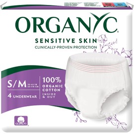 Organyc - Certified Organic Cotton Disposable Period Underwear for Sensitive Skin, Super Absorbent for Women, All-Day or Overnight, S/M, 4 Count