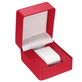 sourcing map Single Watch Case, PU Leather Watch Travel Storage Display Box for Men Women with Removable Cushion, Portable Watch Holder Organizer for Most Watches, Red, Rounded Corner