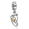 Baby Feet Dangle 925 Sterling Silver Charm Heart & Love
