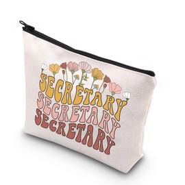 WCGXKO Secretary Gift Secretary Thank You Zipper Pouch Makeup Bag Secretary Travel Cosmetic Bag Gift for Coworker (Secretary Flower CA)
