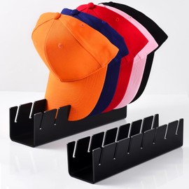 MKUCCD Hat Organizer for Baseball Caps, 2PCS Hat Storage for Baseball Caps Display and Organizer, Cap Organizer for 14 Baseball Caps, Acrylic Baseball Cap Holder for Ball Cap (Black)