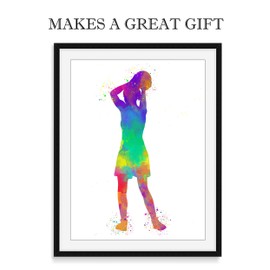 Female Basketball Player Sport Abstract Wall Art Prints 11x14 inch, Gift for Girl Lovers of Basketball, Coach and Fan and as Locker Room Art