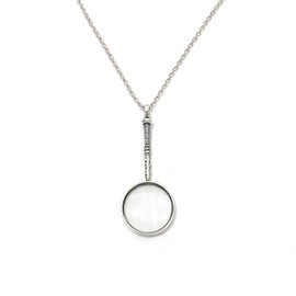 Uppmeant Vintage 925 Sterling Silver Magnifying Glass Necklace - 10X Loupe Monocle Necklace Pendant Reading Magnifier Lens
