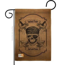 Instant Pirate Burlap Garden Flag Coastal Ship Skull Treasure Map Carribean Jolly Blackbeard Jack Small Decorative Gift Yard House Banner Double-Sided Made In USA 13 X 18.5