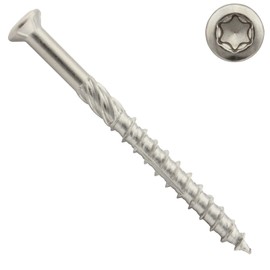Terrace Screws Made of Stainless Steel C1 | 5 x 80 | with Cut Tip | Pack of 100 | Drive: Hexalobular TX 25 | Hardened, Rustproof | Patio Construction, VA, SC9064