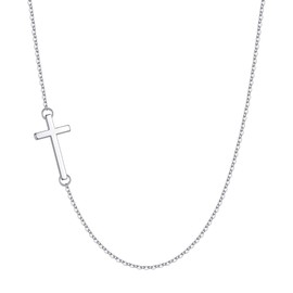 M MOOHAM Cross Necklace for Women, Silver Cross Choker Sideways Cross Necklace for Women