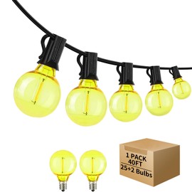 ShineU - Cadena de luces LED para exteriores de 40 pies, impermeable, G40 LED Globo para exteriores para patio con 27 bombillas Edison clásico inastillables, luces conectables de patio trasero para jardín, bistro, porche, café