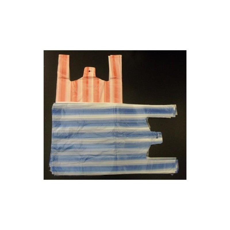 EPOSGEAR Candy Stripe Plastic Vest Carrier Shopping Bags (Medium -