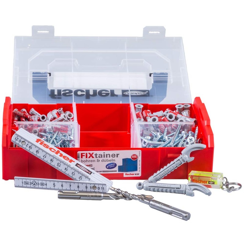 fischer 547166 Fixtainer Duopower Drilling and Dowels, Dowel Box with