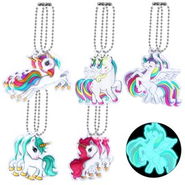 Wishstar Pack of 10 Unicorn Reflector Pendants, Reflectors Children, Reflector School Bag Girls, Safety Reflector Pendant, Reflector Pendant for Children