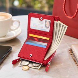 Genuine Leather RFID Wallet – Slim Zipper Coin Purse and Card Holder for Men and Women