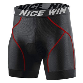 Mens Bike shorts Anti-Slip Leg 4D Padded Cycling Bicycle Underwear Pants Breathable Wide Waistband Biking Spin Riding Clothes Red XL