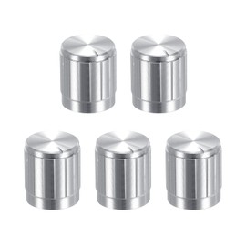 sourcing map Potentiometer Control Knob ABS Guitar Knob for 6mm D Type Shaft Electric Guitar Power Amplifiers Stereos,Bass 180 Degrees Aluminum Plastic Knob Silver 5PCS