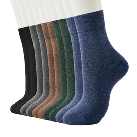 J-BOX 8-10 Pairs Womens Cotton Crew Socks Thin Dress Socks for Women Above Ankle Breathable Casual Sock, Black 2+dark Gray 2+camel 2+dark Green 2+denim Blue 2 (10pairs), 6-9