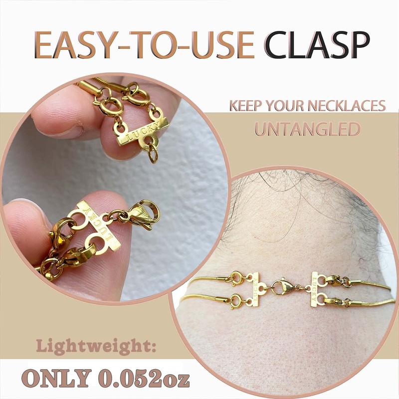 Lucky Necklace Layering Clasp 18K Gold and Silver Multi Strand